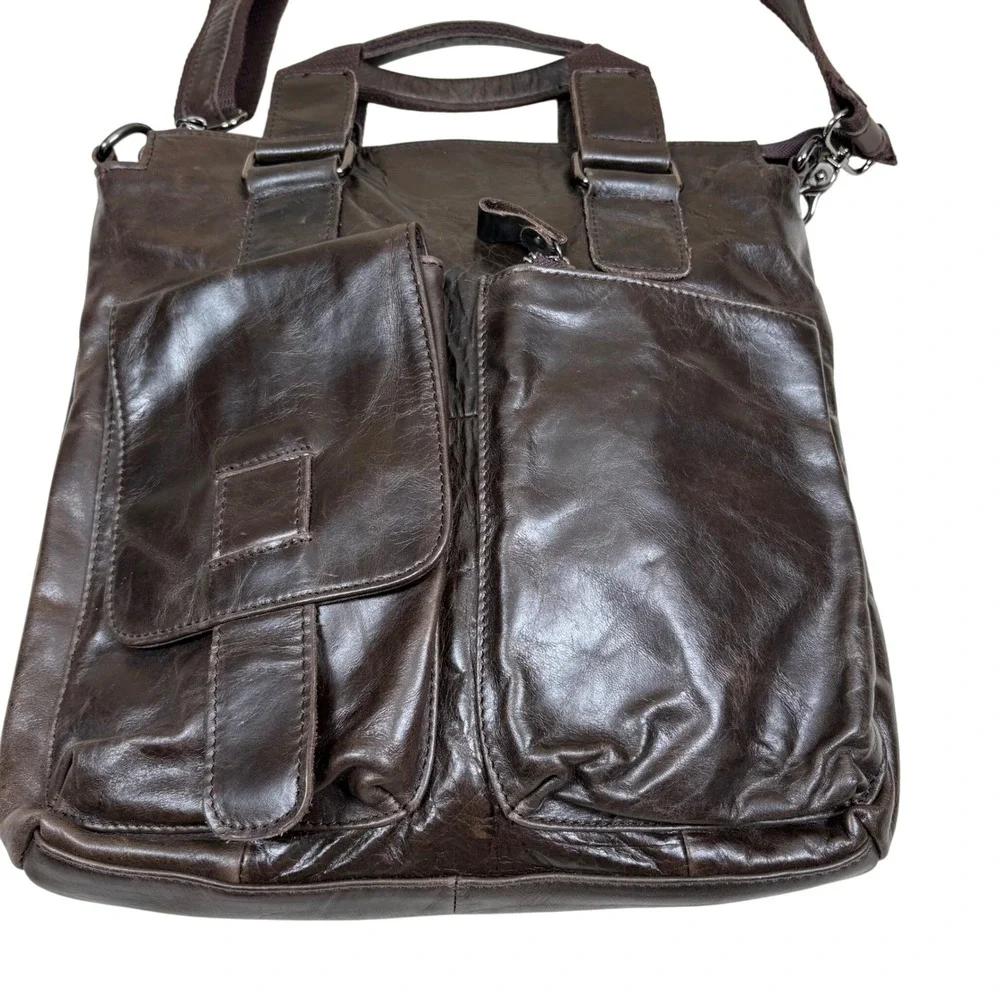 Leather Messenger Bag Crossbody Shoulder Dark Brown Laptop Briefcase Work Travel